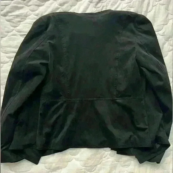 Anthropologie Hutch Black faux Suede Draped Front Jacket size Large - Picture 7 of 11